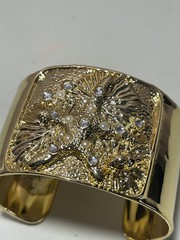 Lilly Pulitzer Gold Crystal Metallic Sea Treasure Star Fish Beach Cuff Bracelet