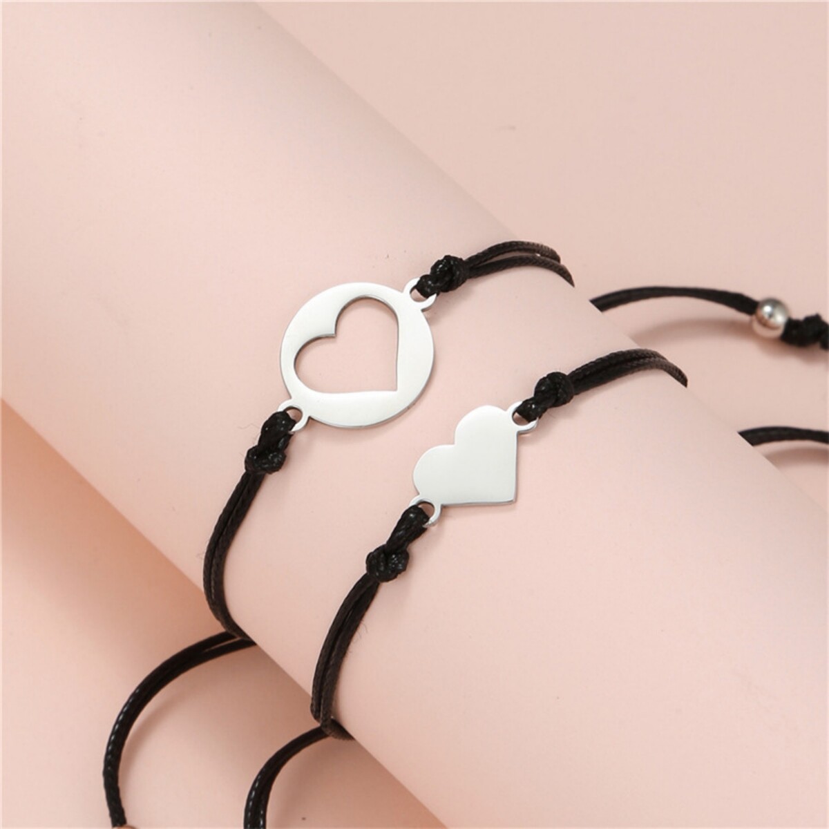 2pcs Matching Heart Butterfly Charm Bracelets Sister BFF Friendship Braided gallery