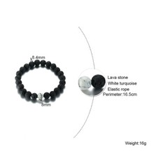 Male And Female Volcanic / White Pine Stone Beaded Elastic Rope Bracelet Jewelry