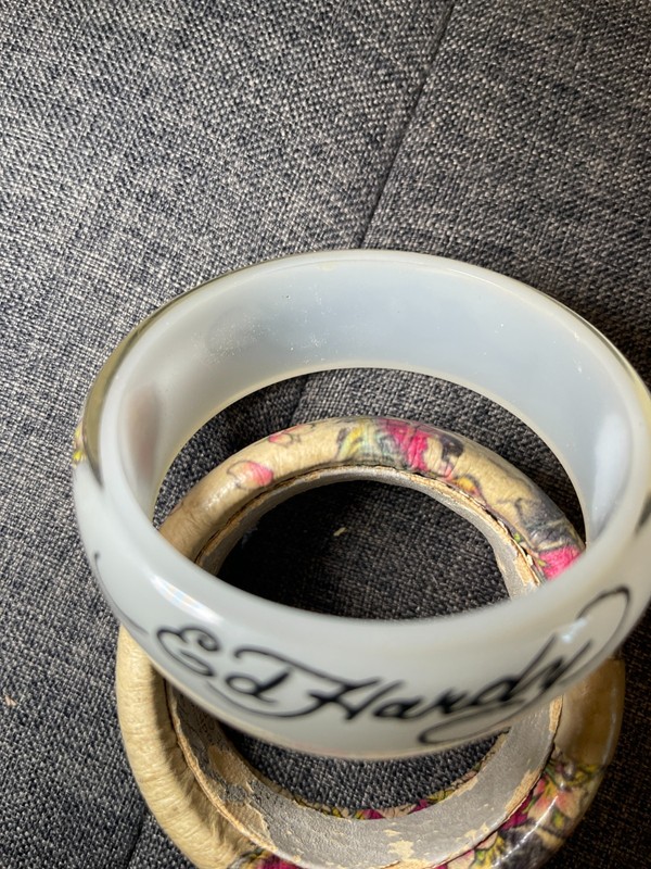 Ed Hardy Christian Audigier Bangle Bracelet Set 2 Tiger Skull Y2K gallery