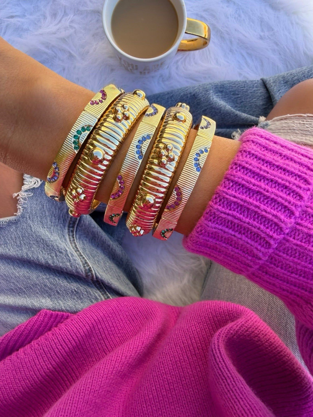 Gold Plated Stackable Multicolor Crystal Bangle NWT Retired bracelet gallery