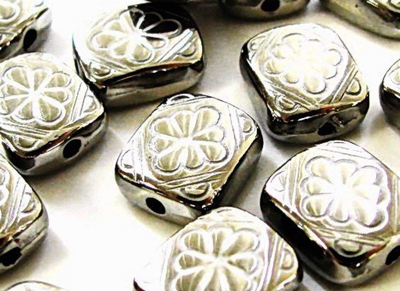 Flat Flowers Charms Rectangular 18 x 10 mm Silver color Charms DIY Making 14 pc gallery