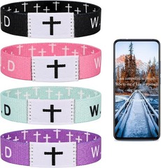 4PCS Daily Bible Verse WWJD Bracelet, Christian Jesus Wearable Bracelet for W…