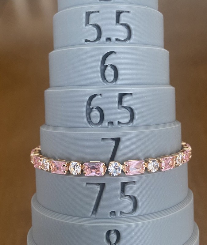 Pink And Clear Rhinestone Tennis Bracelet Size 7 Gold Tone Brand New gallery