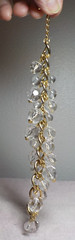 GOLDTONE METAL TWISTED CURB LINK BRACELET W/FACETED/SMOOTH CLEAR BALL BEADS