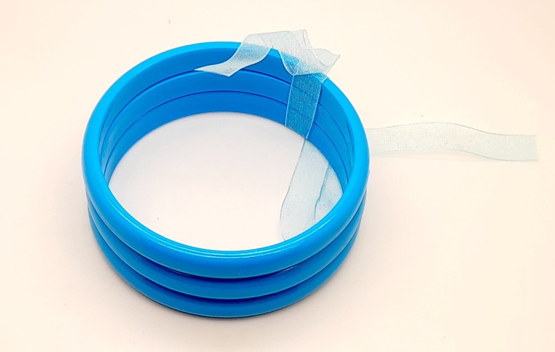 B001 Set of 3 simple unique fashion plain blue bangle plastic shiny new bracelet gallery