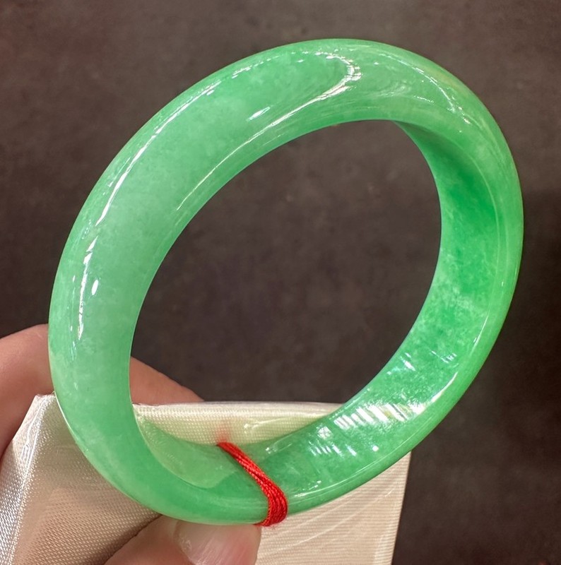 Natural Grade AAA Bean Green Burmese Jade jadeite bracelet bangle Big Size 64MM gallery