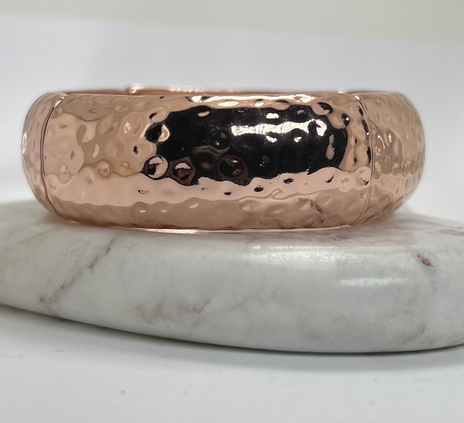 Women’s Hammered Textured Bangle Rose Gold Colour By Park Lane 2cm Wide gallery