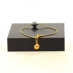 Stones And Minéraux. Bracelet Steel Golden Stainless 1 Pearl Hematite 0 5/16in