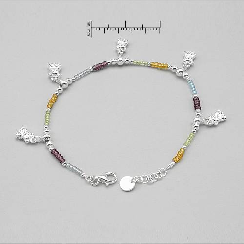 DV ITALY Teddy Bear Charm Bracelet W/Genuine Glass beads in 925 Sterling silver gallery
