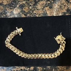 14k gold over silver handmade miami Cuban bracelet 999 silver
