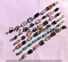 Amazonite & Mix Gemstone 925 Sterling Silver Plated Rough Bracelet Lot Jewelry