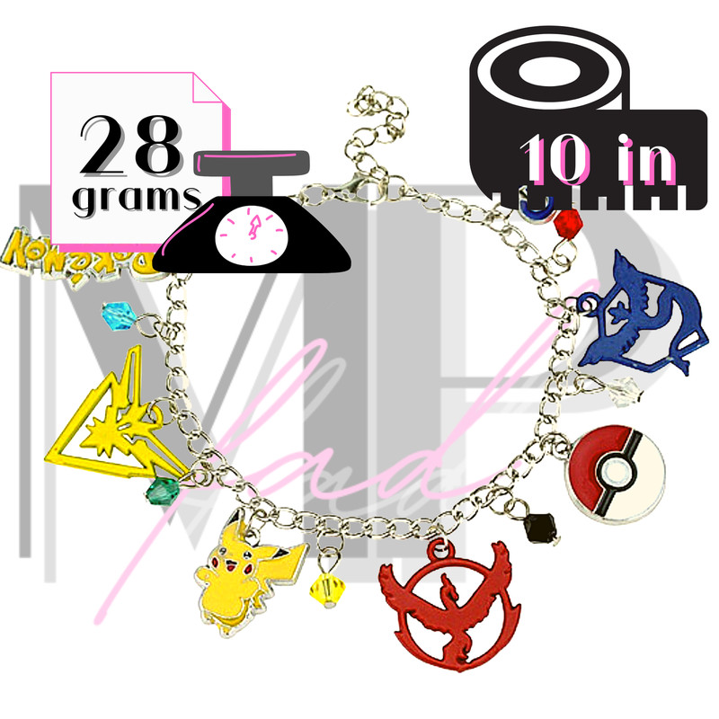 Pokemon GO Charm Bracelet Lobster Claw Closure Fashion Vintage Jewelry GIFT BOX gallery
