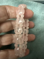 Rose Quartz Bracelet 6mm And 9mmx12mm Beads 8in Stretch 062