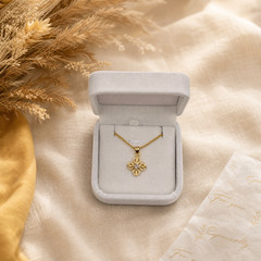 Flower Pendant Necklace CZ Floral Solitaire Necklace Dainty Vintage Filigree