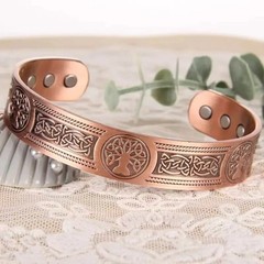 Magnetic Copper Tree of Life Bracelet Pain Relief Energy Balance Cuff Bangle