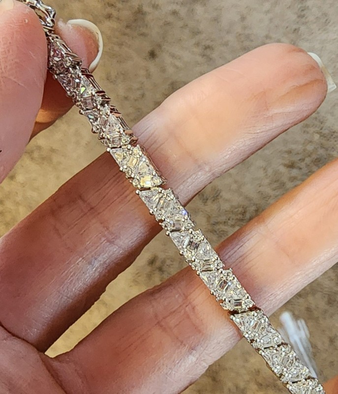 White Cubic Zirconia Rhodium Over Sterling Silver 7.25" Tennis Bracelet 13.82ctw gallery
