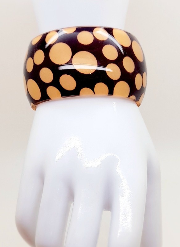 B001 Chunky wide 1.5 inch polka dot print plastic bangle fashion bracelet gallery