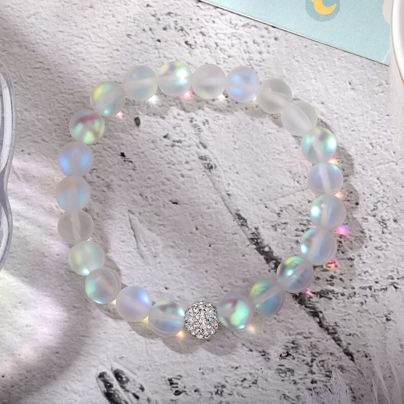 Angel Aura Mermaid Quartz Balance Women 8mm Beads Healing Reiki Bracelet Gifts gallery