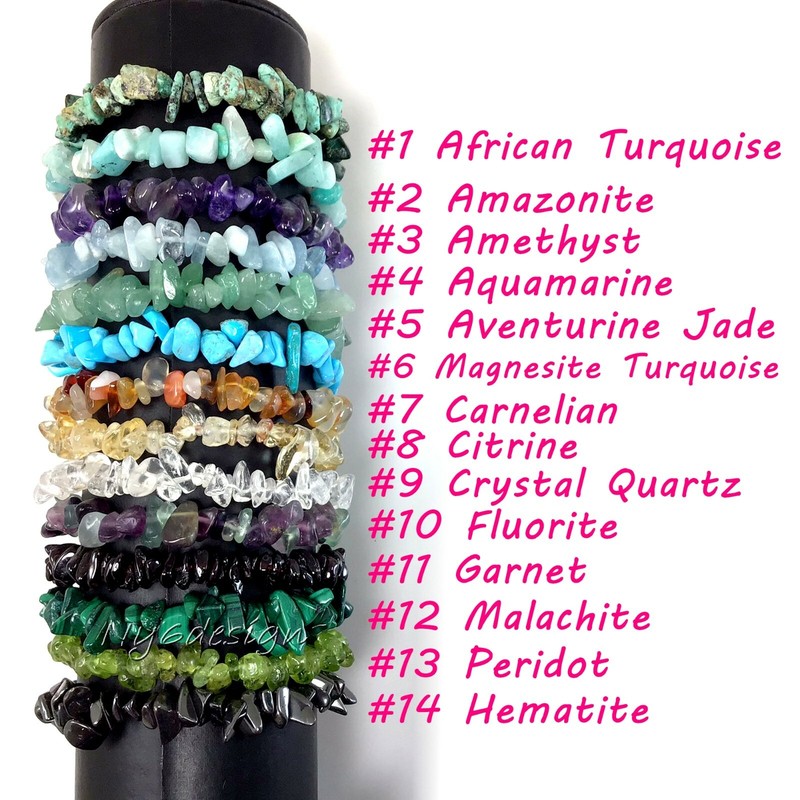 Gemstone Chips Bracelet 7.5" Elastic Stretch Beaded gift Handmade Beautiful gallery