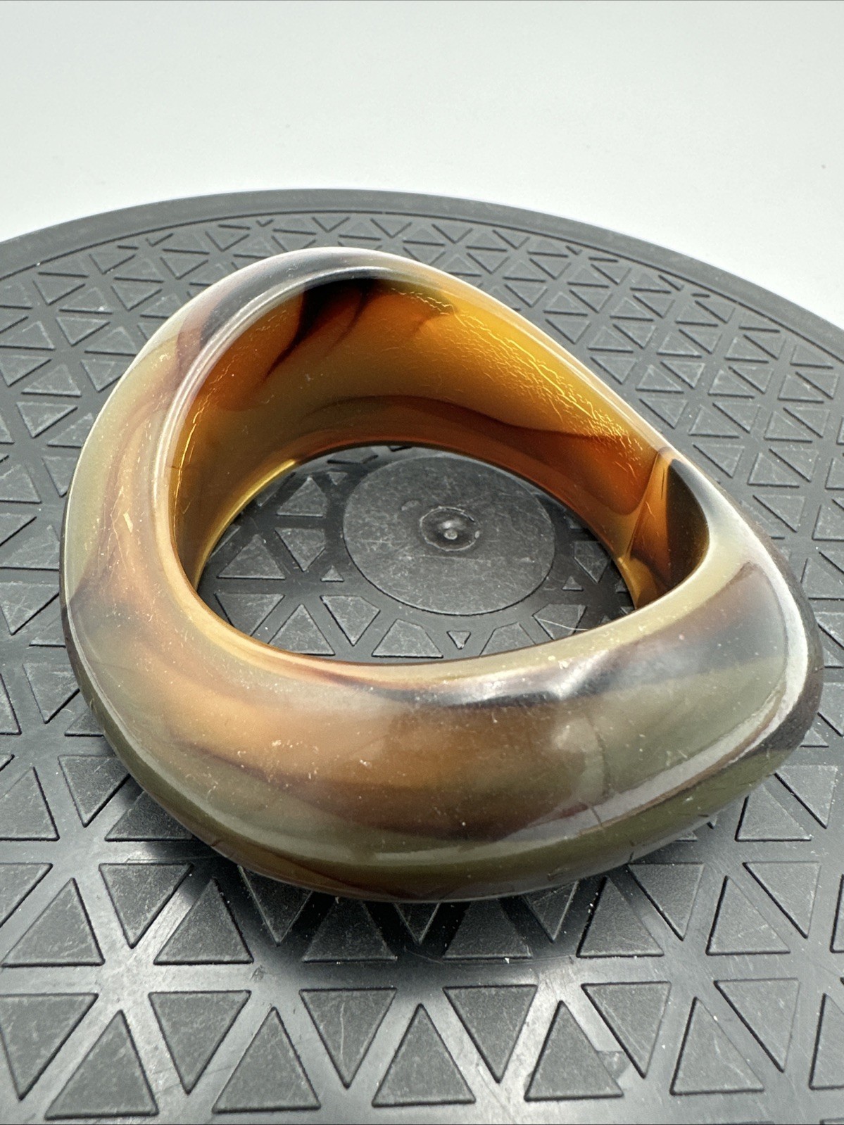 Asymmetric Faux Tortoise Shell Poly-Resin Bangle Chunky Bracelet gallery