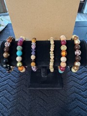 Lot Of 6 – Autumn Colored Beaded Stretch Bracelets 7” To 7.5”