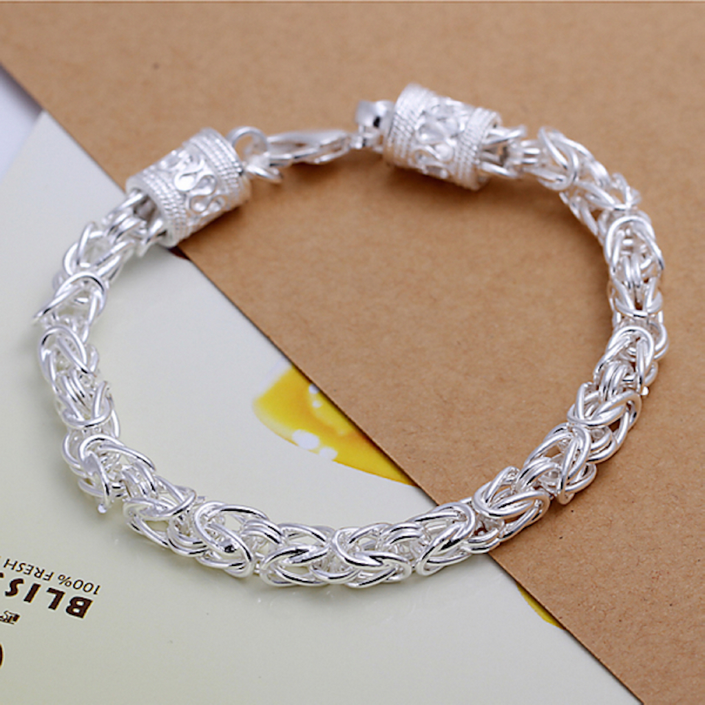 Women's Unisex Sterling Silver Link Chain 8 Inches Lobster Bracelet L59 gallery