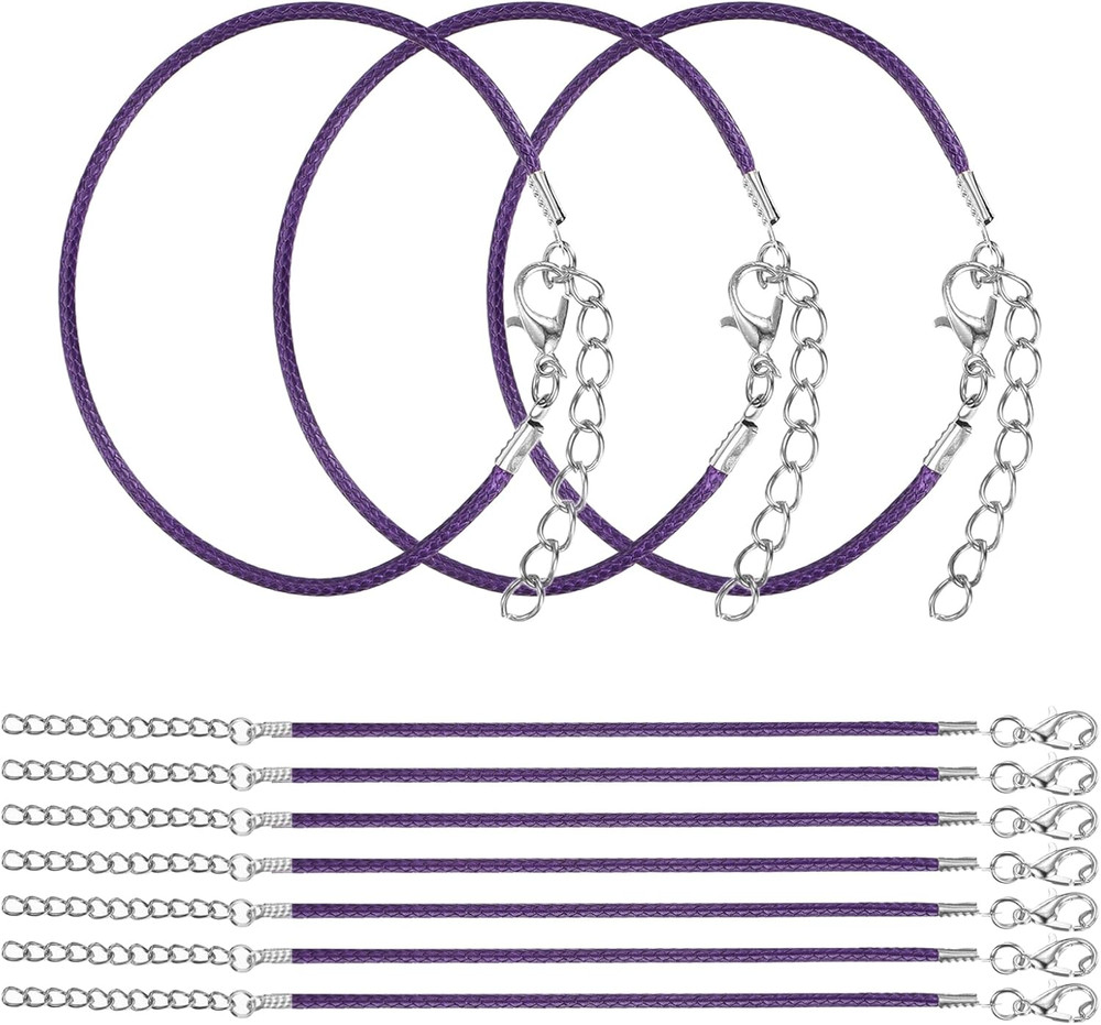 10 PCS Dark Purple Bracelet Cord,9" Adjustable Friendship Bracelet 2Mm Waxed Pol