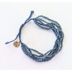 RUSTIC CUFF “Felicity” Blue Crystal Slider Adjustable Stack Bracelet