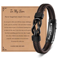 VNox Men Infinity Knot Leather Bracelet Stainless Steel Love Wristband Valentine