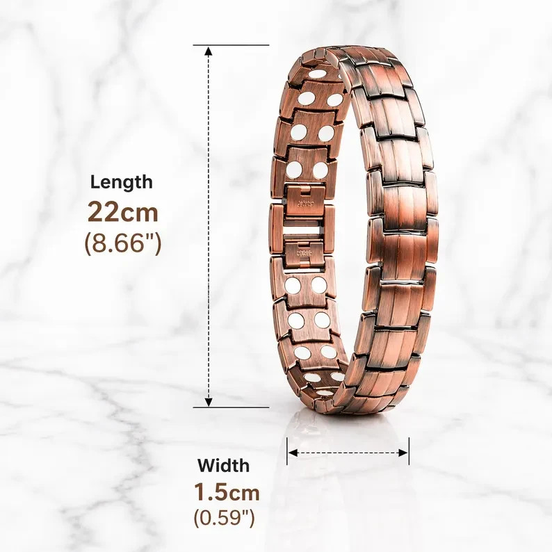 Mens Solid Copper Magnetic Therapy Bracelet Arthritis Pain Relief Cuff Bangle gallery