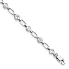 Sterling Silver Rhodium-plated Polished Cubic Zirconia Bracelet 7″ 3.11gm