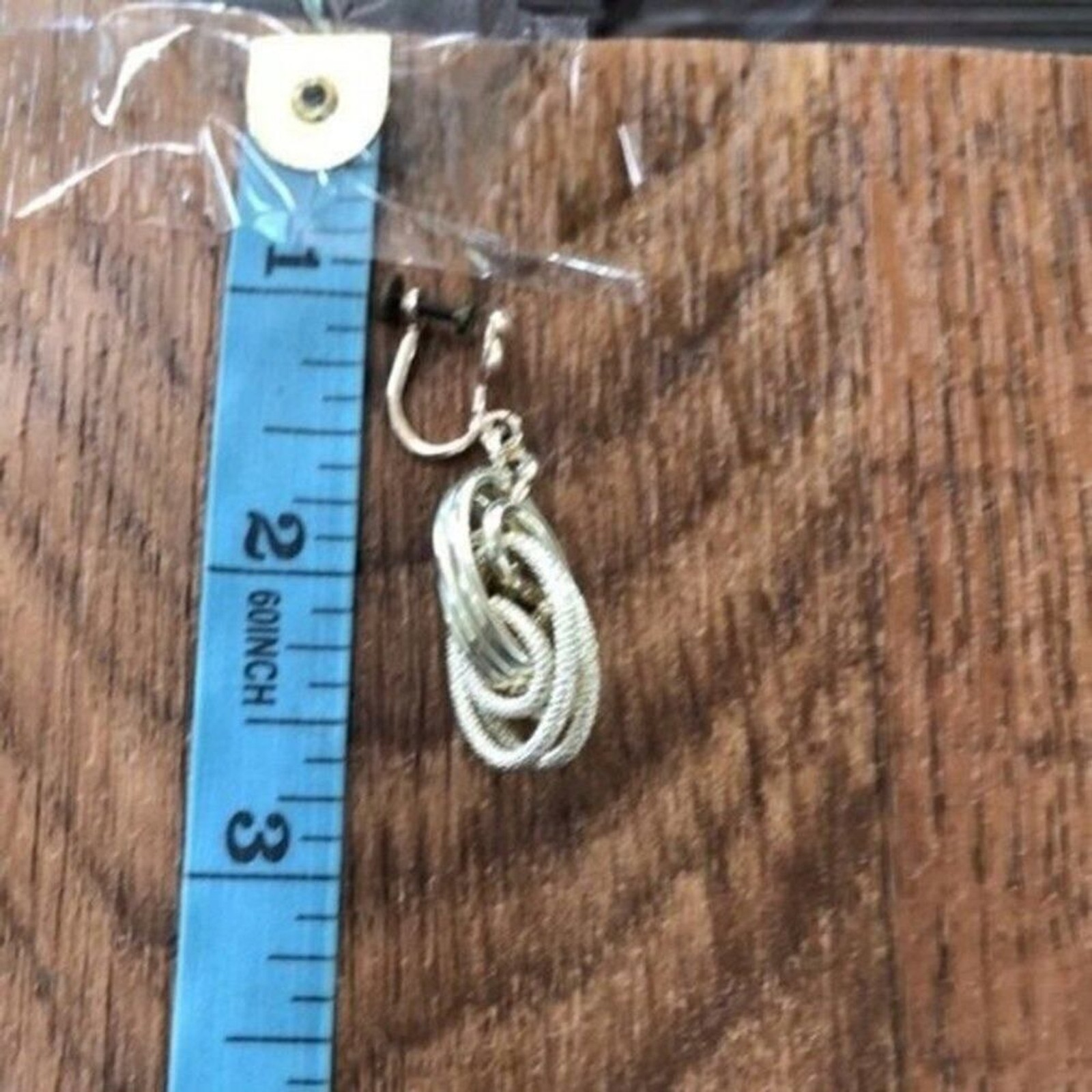 Silver Tone Interlocking Rings Dangle‎ Clip On Earrings Fashion Jewelry gallery