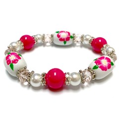 Flower Beaded Bracelet Prairie Rose Bracelet Iowa Flower Gift for Woman Pink