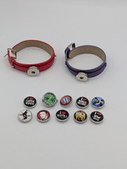 Ginger Snaps 2 Bracelet Set Lot 9 Snap Buttons Charms Music Theme Watch Button