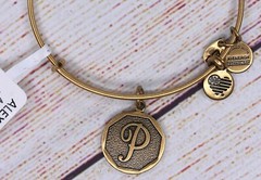 NEW NWT Alex and Ani Letter Initial P Charm Bangle Gold Bracelet