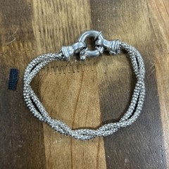 7.25” Italian Sterling Silver Intertwined Popcorn Chains Bracelet 13.36 Grams