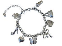Self Love Silver-Tone Stainless Steel Charm Bracelet