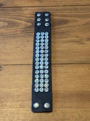 Women’s Fashion Black Leather Adjustable Studded Rhinestone Bling Wrap Bracelet