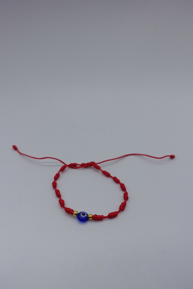 red string knots blue evil eye adjustable bracelet