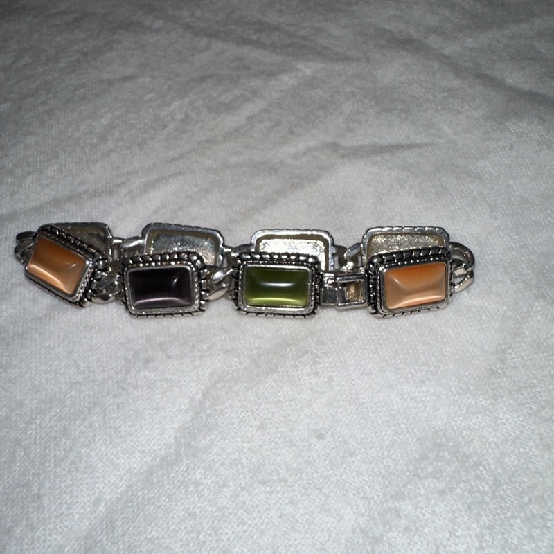 Ladies Multicolor Fashion Silvertone Wrist Bracelet 7 in gallery