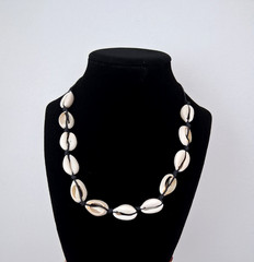 Natural Cowrie Shell Black Corded Necklace Adjustable 18″ long “Make Offer”
