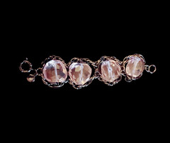 J.Crew Retired Massive Early 2000 Pink Faceted Stone Gun Metal Chain Bracelet