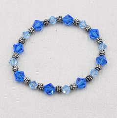 Blue Crystal Bicone Bead Bracelet Stretch Elastic 6.25″