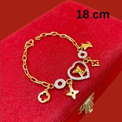 18K 22K 24K Thai Baht Yellow Gold Plated Bracelet Bangle Jewelry Women. 18 cm