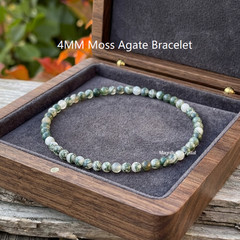 AAA Grade Natural Moss Agate 4mm Stretch Bracelet Growth Healing Crystal Jewelry