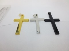 GOLD/SILVER/BLACK STAINLESS STEEL CROSS ALMOST 2 1/4″ HIGH BY 1 1/4″ WIDE P15