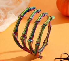 Skeleton hand rainbow metal cuff