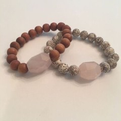 10MM Sandalwood or Lotus Seed Rose Quartz Bracelets