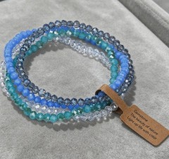 4-color Faceted Perforated Crystal Cluster Bracelet Elastic Cord Adjustable